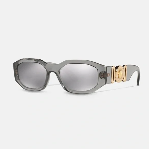 Versace Medusa Biggie Sunglasses Light Grey/Blue Versace Sunglasses Gold Medusa Crystal Grey Transparent Blue  main image 3